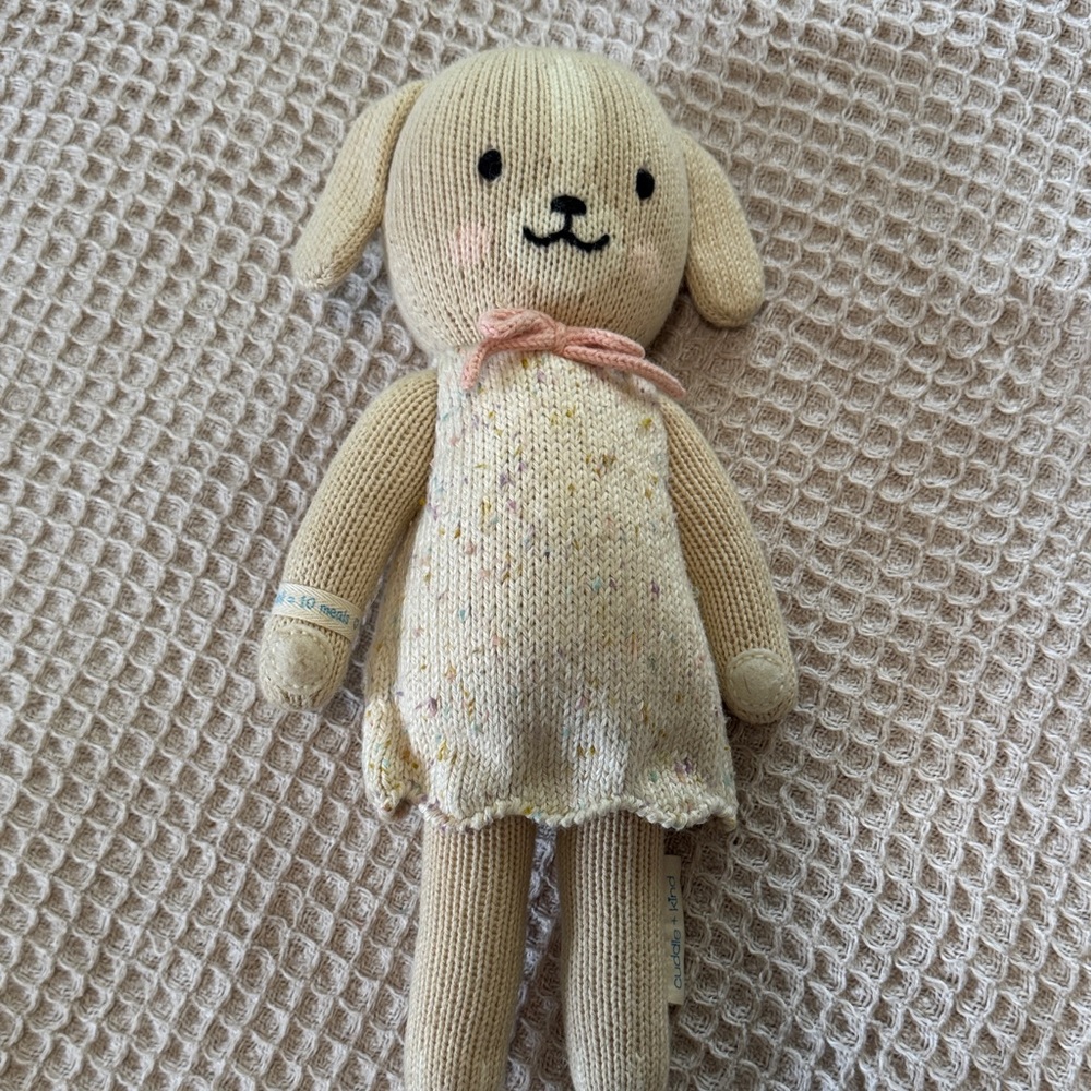 Mia the Dog Plush Toy - Cream and Pink